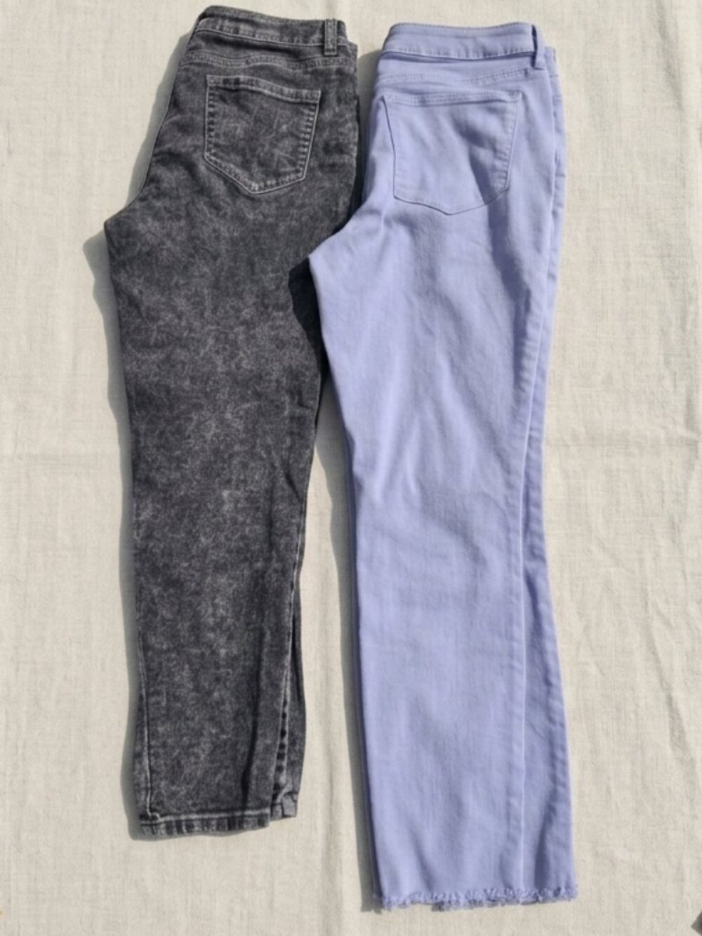 Bundle of 2 Women’s Pants (Size 11/12) - Acid Wash Black & Frayed Lavender